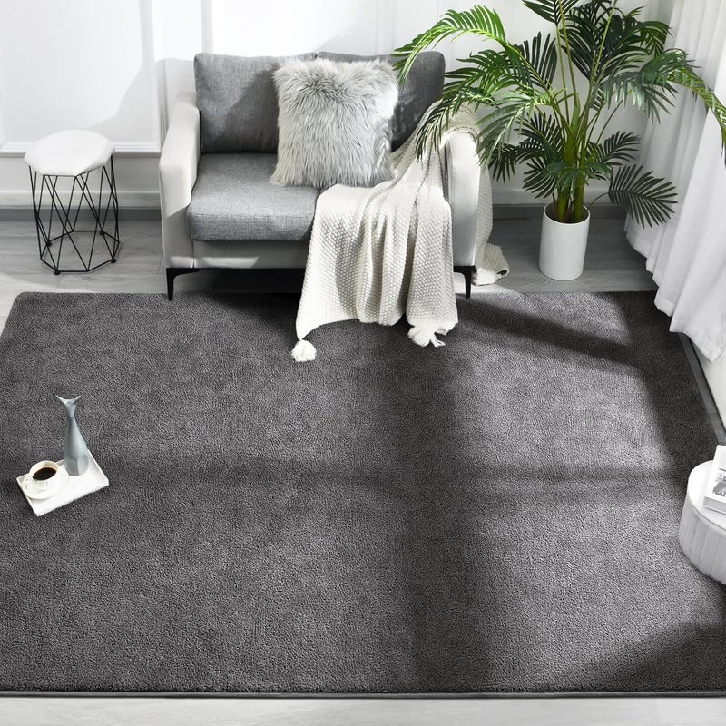 FlyDOIT Area Rugs for Bedroom Living Room, 5x8 Dark Grey Super Soft Comfy Thickened Memory-Foam Indoor Carpets, Modern Aesthetic Minimalist Carpet for Boys Girls Adults Apartment Nursery Home Décor - Image 2